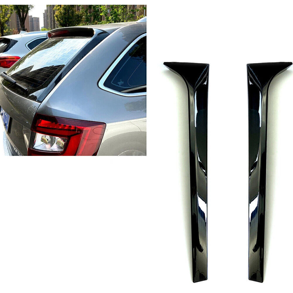 2 x Rear Window Canard Spoiler Covers for Skoda Octavia Estate (2014-2019)