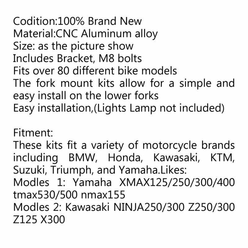 Fork Headlight Mount for Motorcycle Scooter BK F2