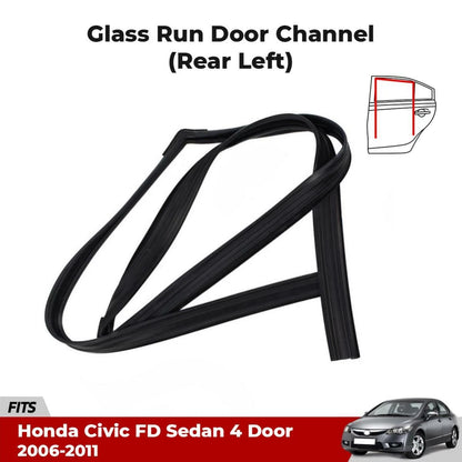 Left Rear Door Glass Run Channel Rubber Fits Honda Civic FA FD FG Sedan 2006-11