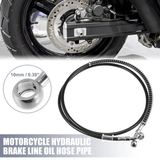 51.18" 10mm Motorcycle Hydraulic Brake Line Oil Hose Pipe Stainless Steel Black for Motorcycle