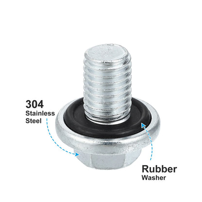 M12x1.75 Engine Oil Drain Plug Screw for Chevrolet Malibu Silver Tone
