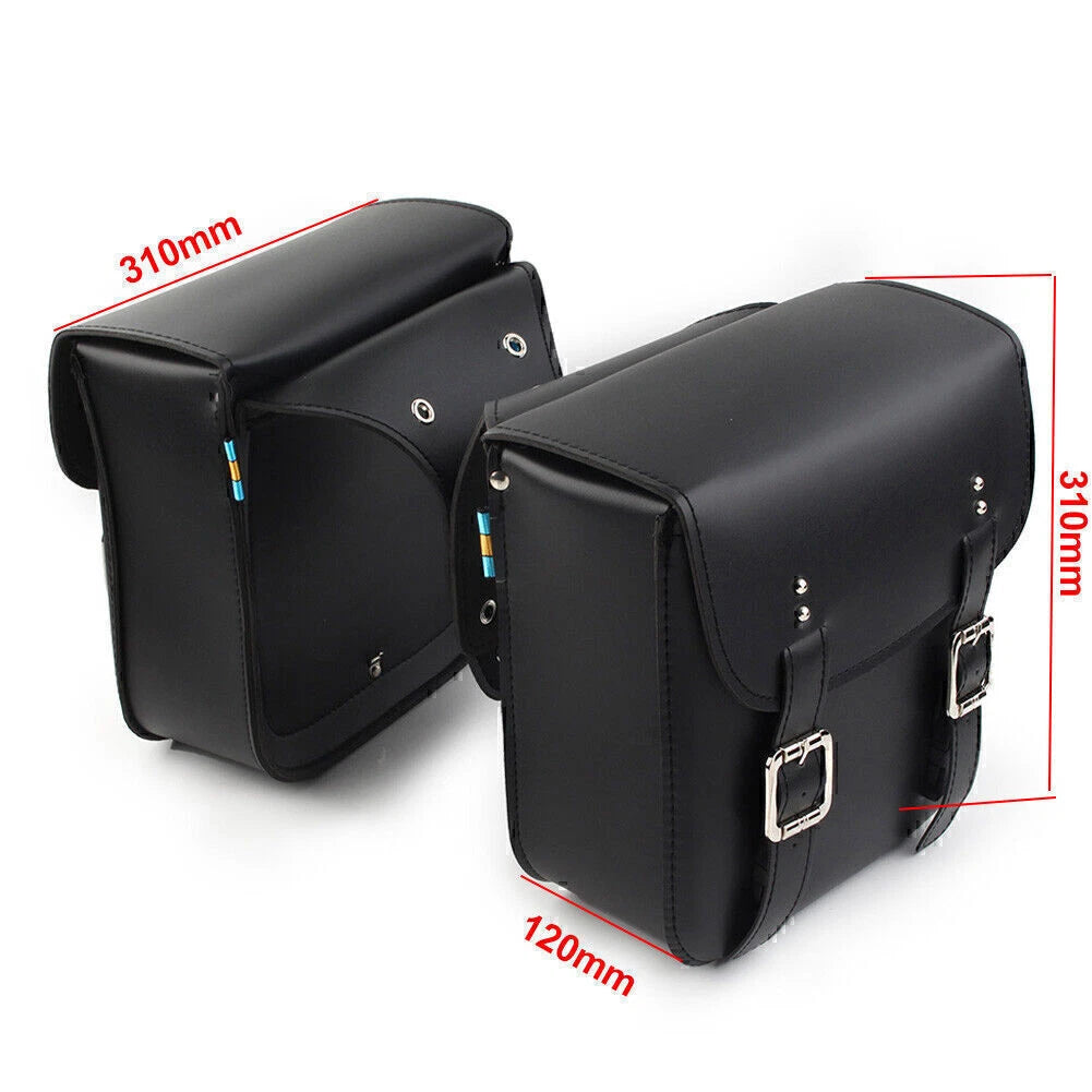 Black Motorcycle Leather Side Saddle Bags for Harley Sportster XL883/1200