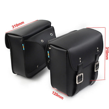 Black Motorcycle Leather Side Saddle Bags for Harley Sportster XL883/1200