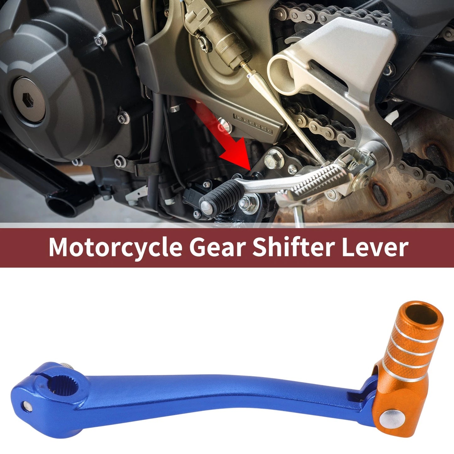 Folding Gear Shifter Lever for Bosuer 125 Blue/Orange