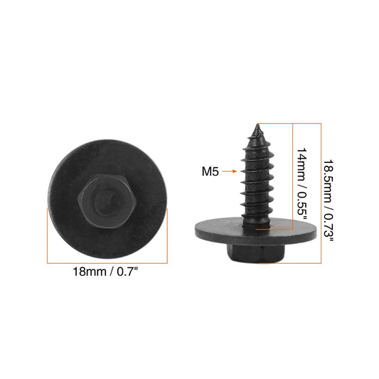 10pcs Black Hex Head Metal Screws with Washer for BMW E46 E60 E90