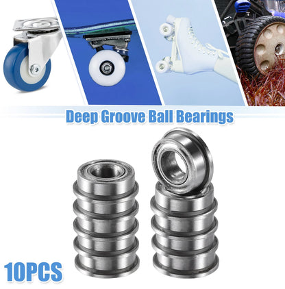 10 pcs 4x8x3mm Double Metal Shield Flanged Ball Bearings for MF84ZZ