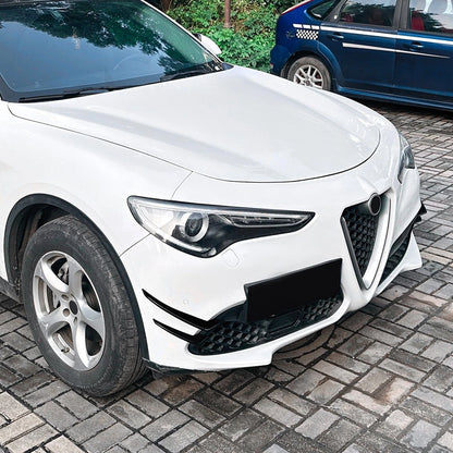 Gloss Black Front Bumper Fin Canards Splitter for Alfa Romeo Stelvio (17–25)