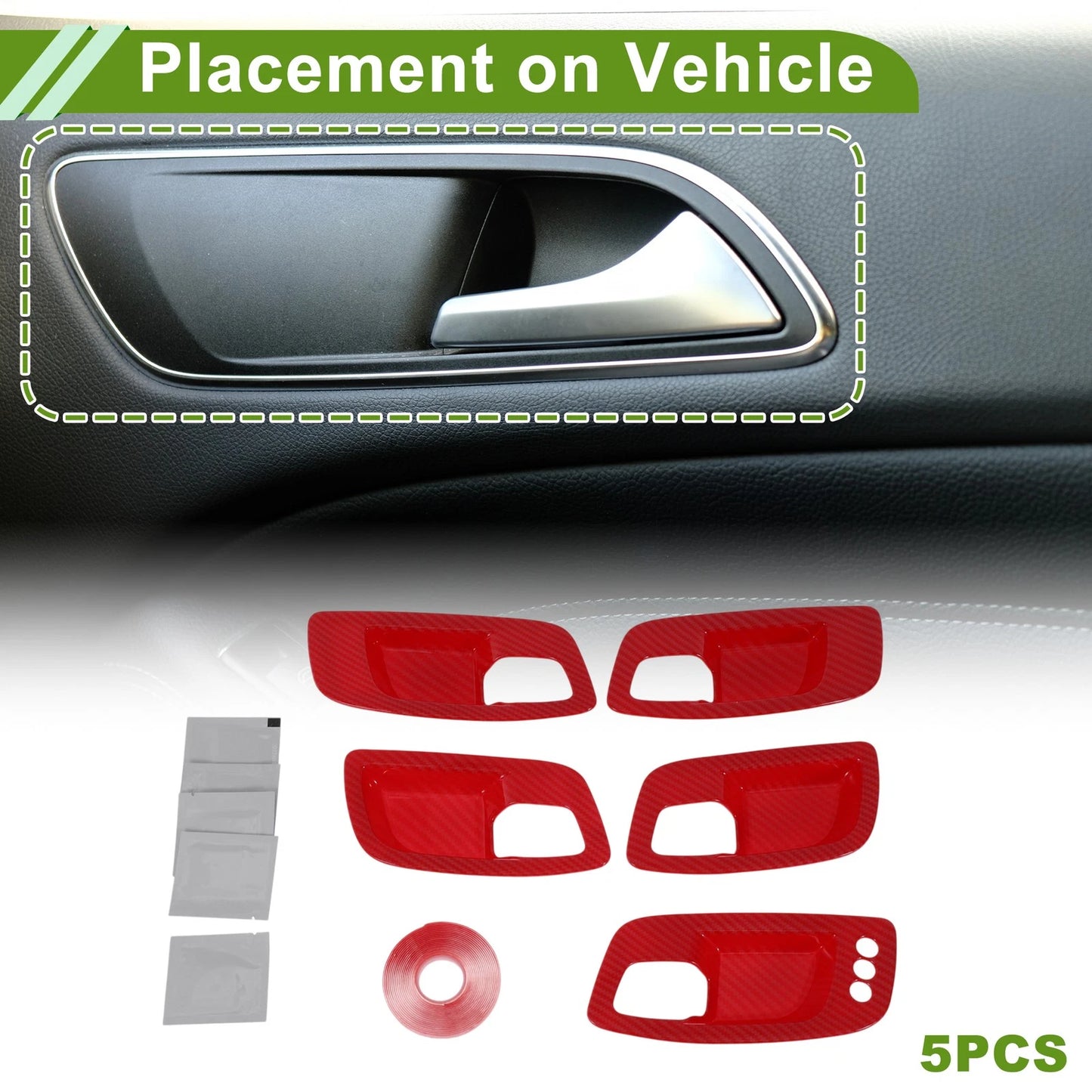 Interior Door Handle Bowl Cover Trim ABS 5Pcs for Dodge Charger (2011 - 2021)