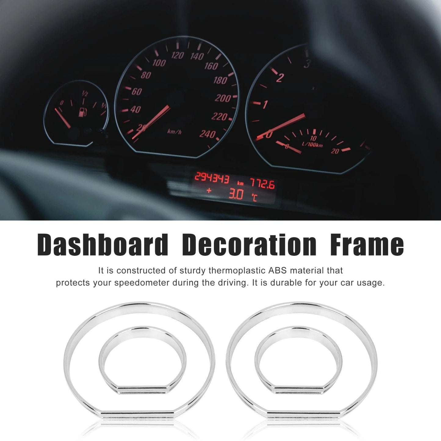 Chrome Speedometer Gauge Dial Rings Trim Kit for BMW E46 M3 (2001-2006)
