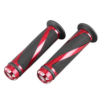 7/8" Gel Rubber Hand Grips for Motorcycle Handle Bars Black & Red