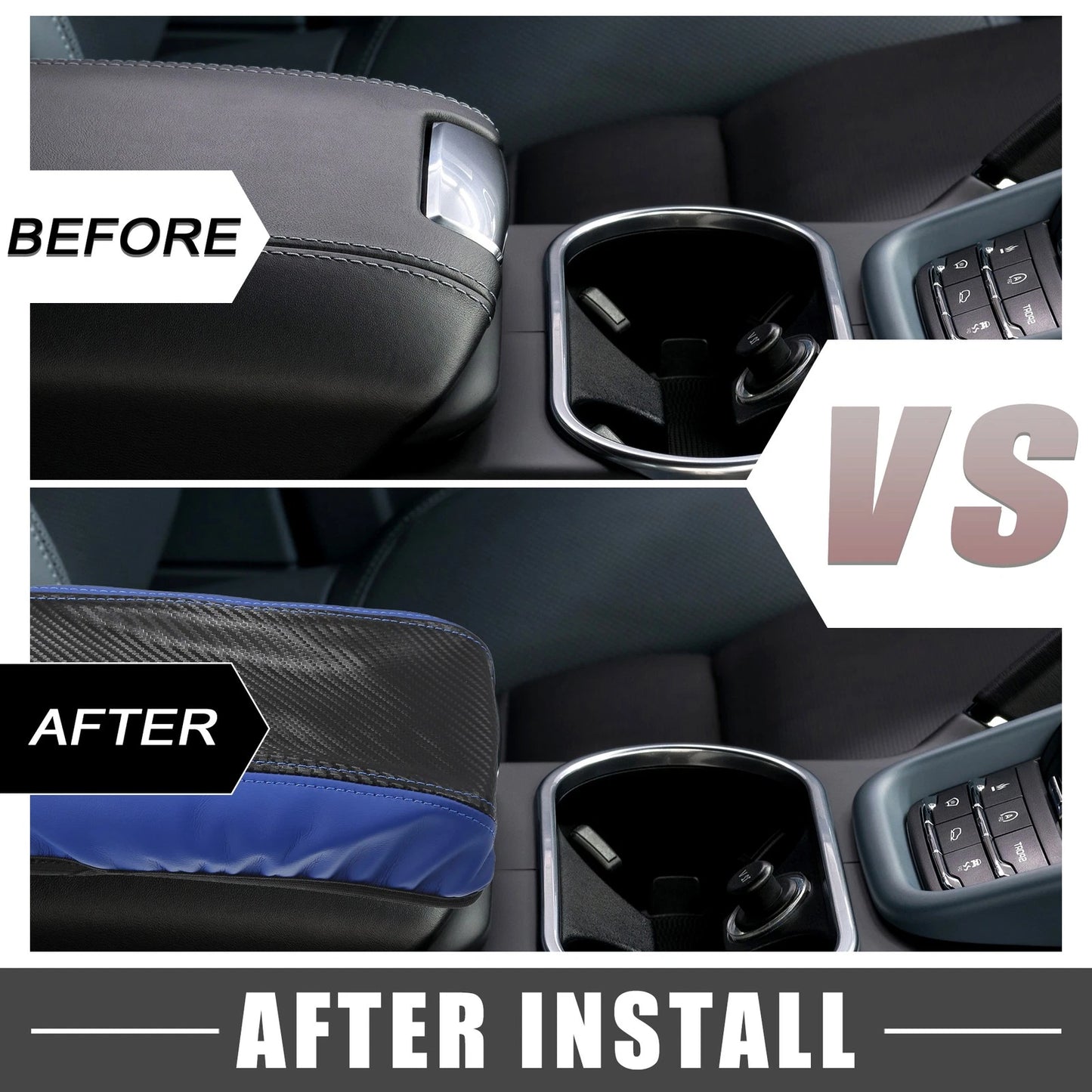 Center Console Armrest Cover Pad for Toyota Corolla Cross (2022) Blue Black