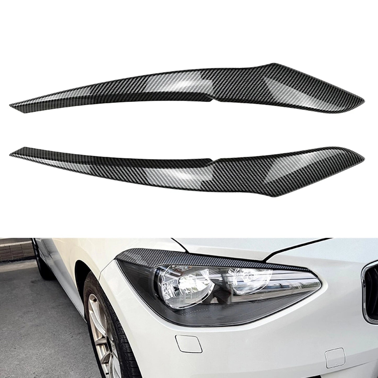 2 x Headlight Eyebrow Trim for BMW 1 Series F20 F21 (2011-2014)