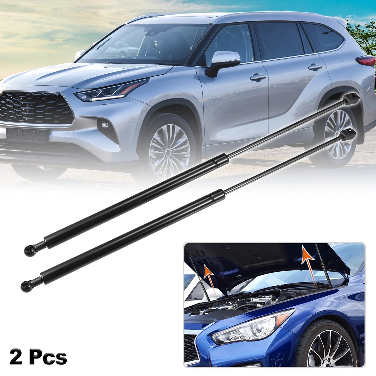 2 x Front Hood Lift Supports Struts for Toyota Highlander XU70 (2019–2024)