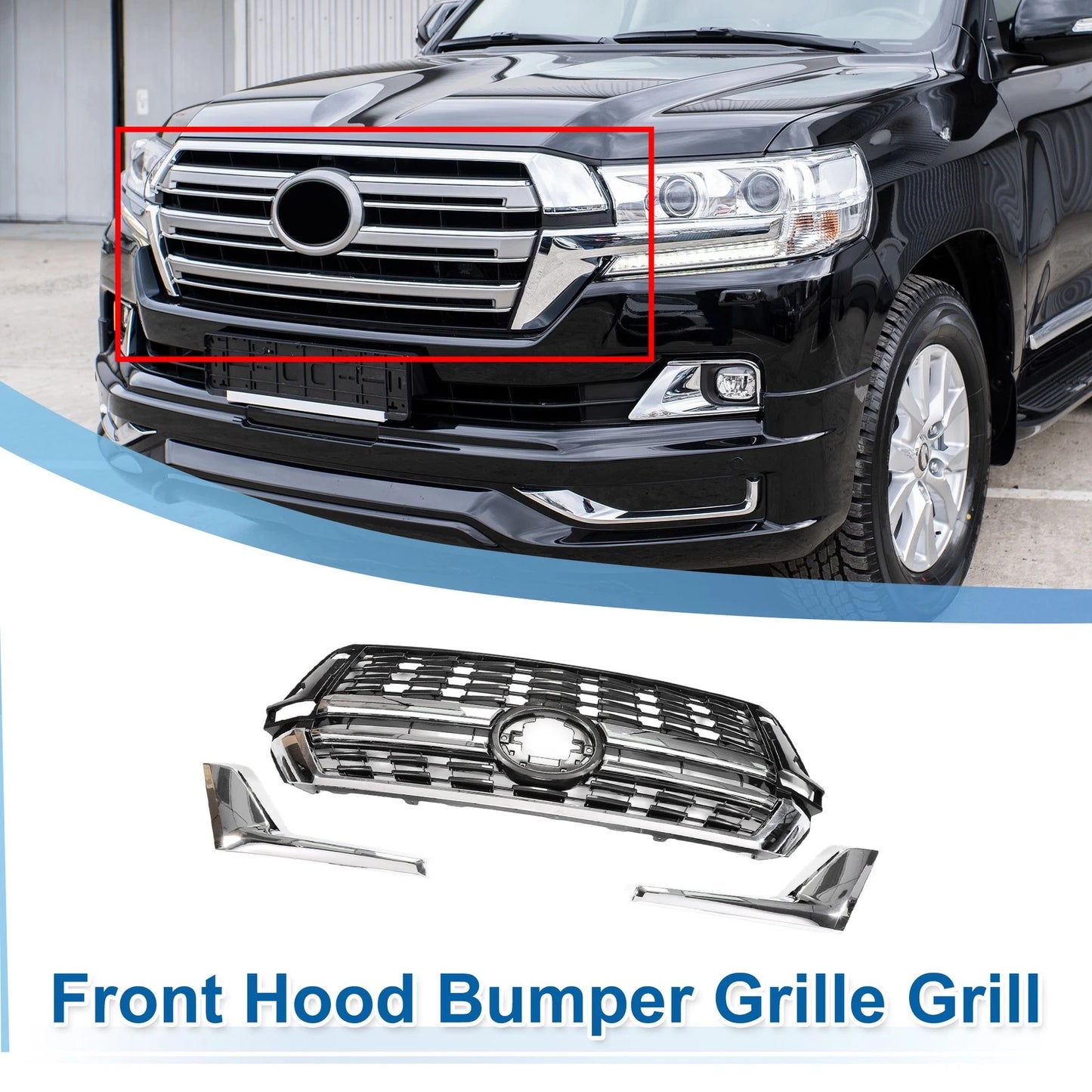 Front Upper Hood Bumper Grille Grill for Toyota Land Cruiser LC200 (2008–2020)