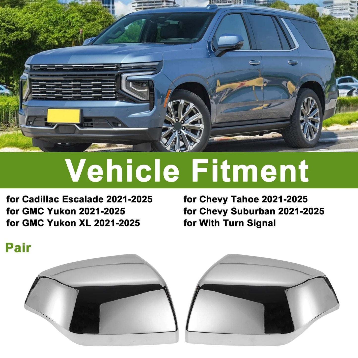 Pair Left/Right Mirror Cover Cap Replacement for Cadillac Escalade (2021-2025)