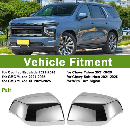 Pair Left/Right Mirror Cover Cap Replacement for Cadillac Escalade (2021-2025)