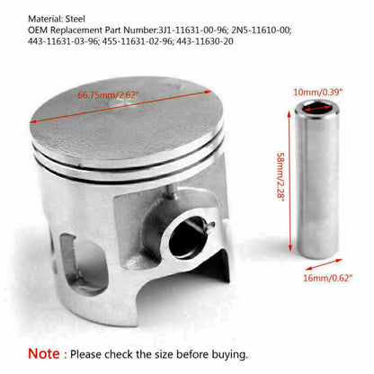 Piston Kit +0.75 66.75mm for Yamaha 175DT 175MX YT175 (1974-1982)