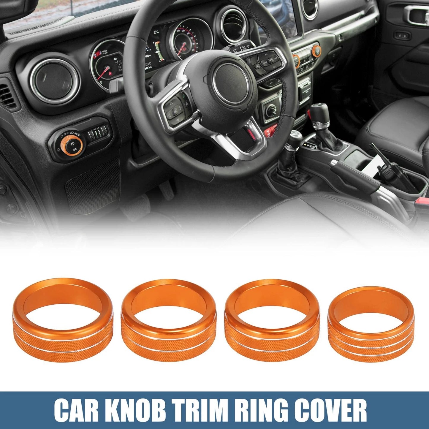 Air Conditioner & Headlight Switch Knob Cover Set for Jeep Wrangler (2007-2018)