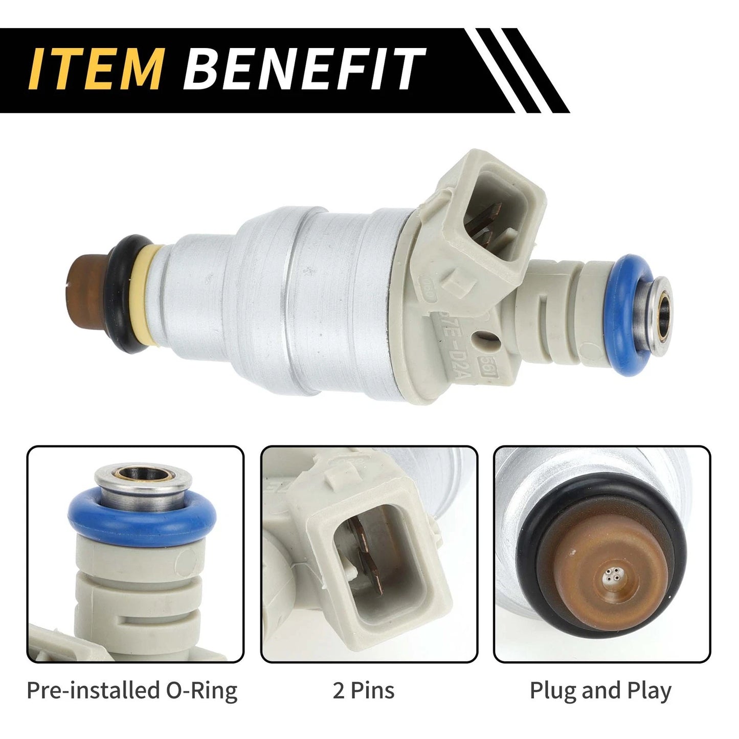 Fuel Injector 4 Holes for Ford Ranger (1985-2001) Silver Tone Beige 1 x
