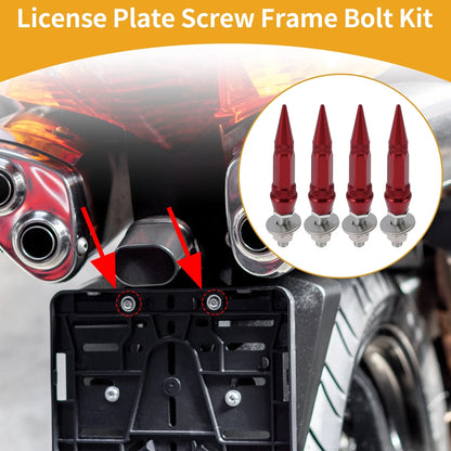 M6 82mm License Plate Screws Cover Aluminum Red 4 Pcs for Universal Motorcycle