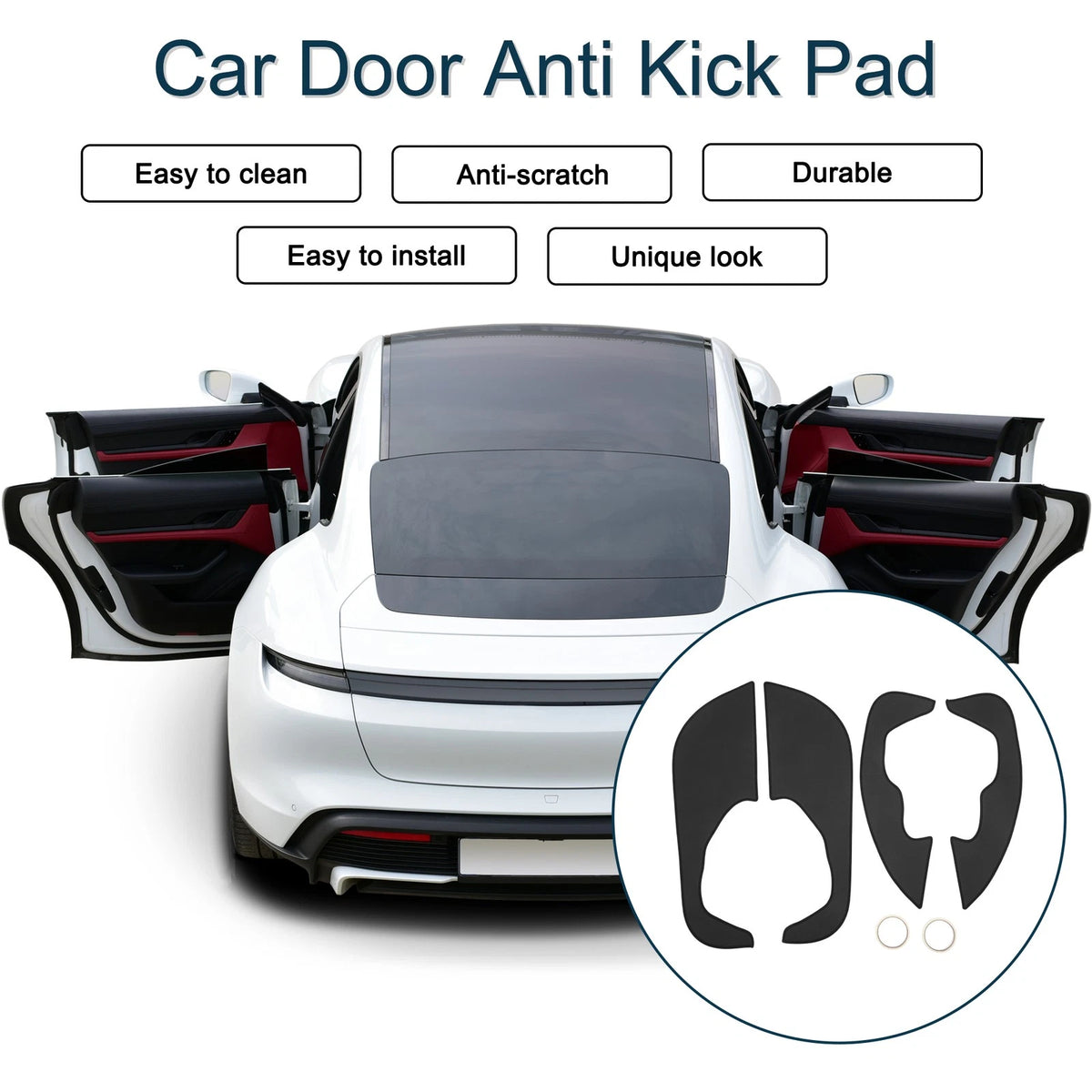 Car Door Anti Kick Pad Sticker Protector for Jeep Renegade (2016) - Black