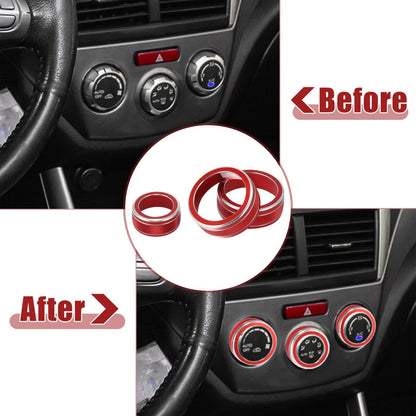 3pcs AC Climate Control Knob Rings for Subaru Forester, Impreza (2008-2023)