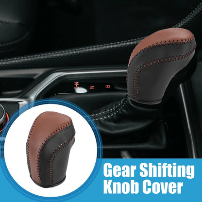Car Gear Shifting Knob Cover for Toyota Camry (2018-2023) - Black with Brown Stitches