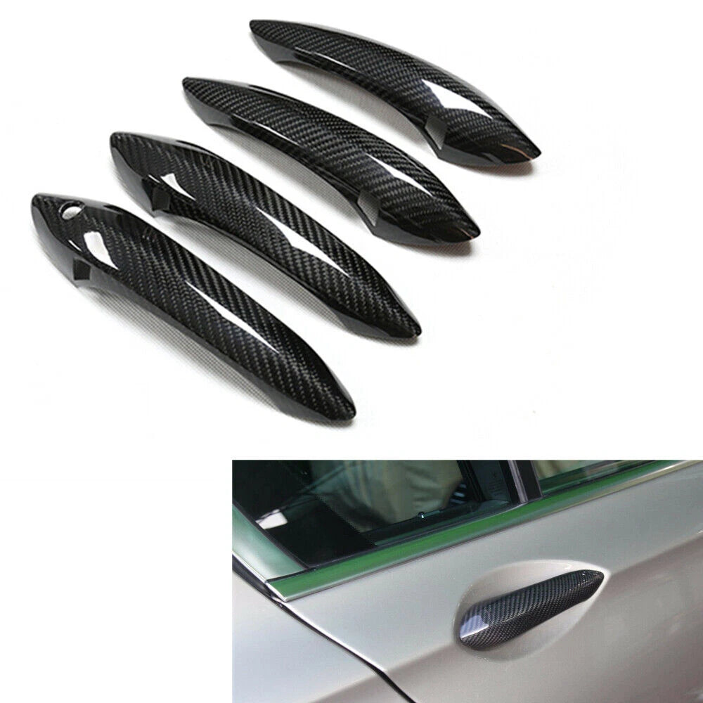 4 x Carbon Fiber Door Handle Covers with LED Sensor for BMW F01 F02 F06 F07 (2011-2017)