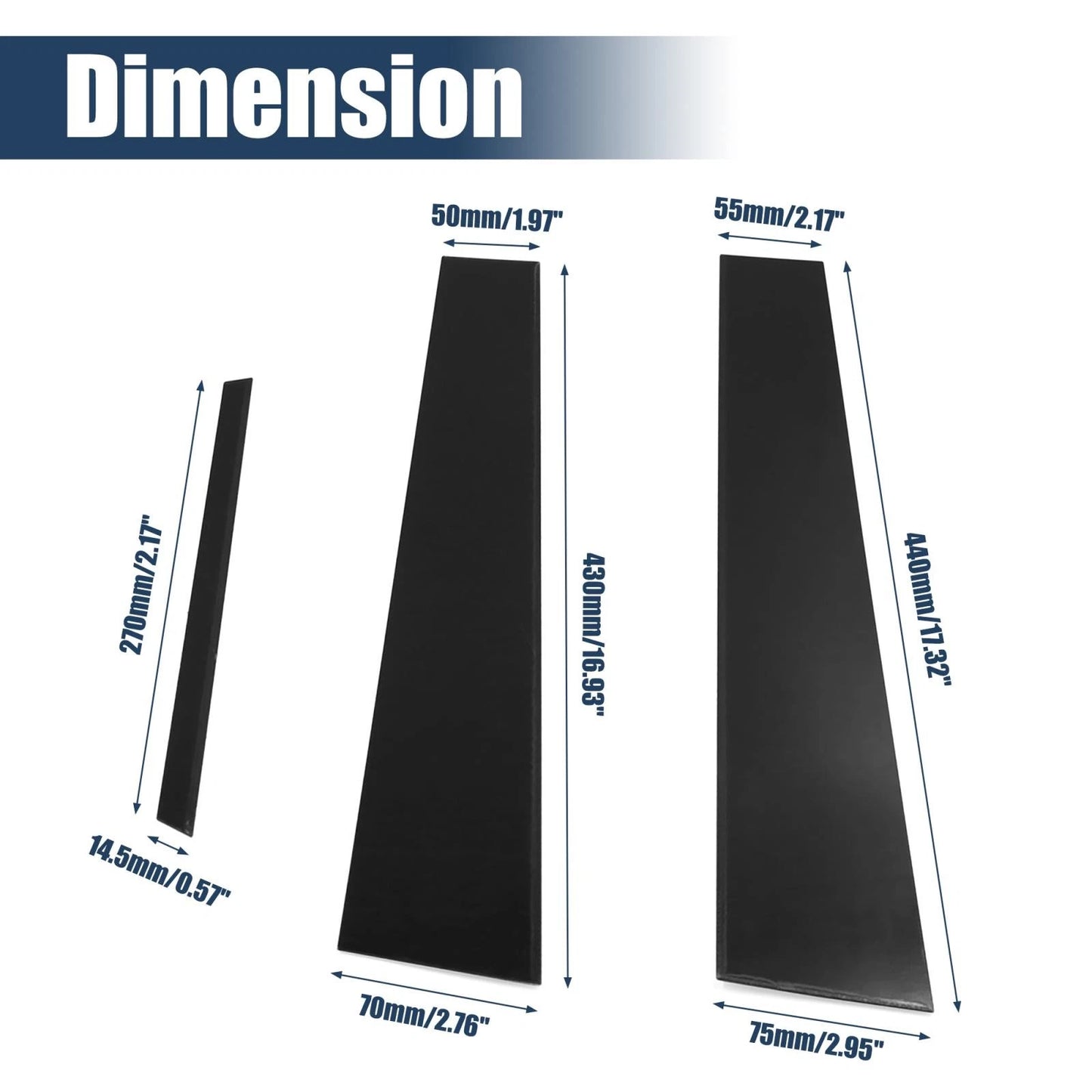 6 x Door Window Pillar Post Protector Covers for Toyota Corolla (2014-2018)