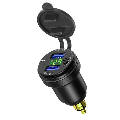 Dual USB Adapter Charger Socket for BMW - Voltage Meter (Fits Various Models)