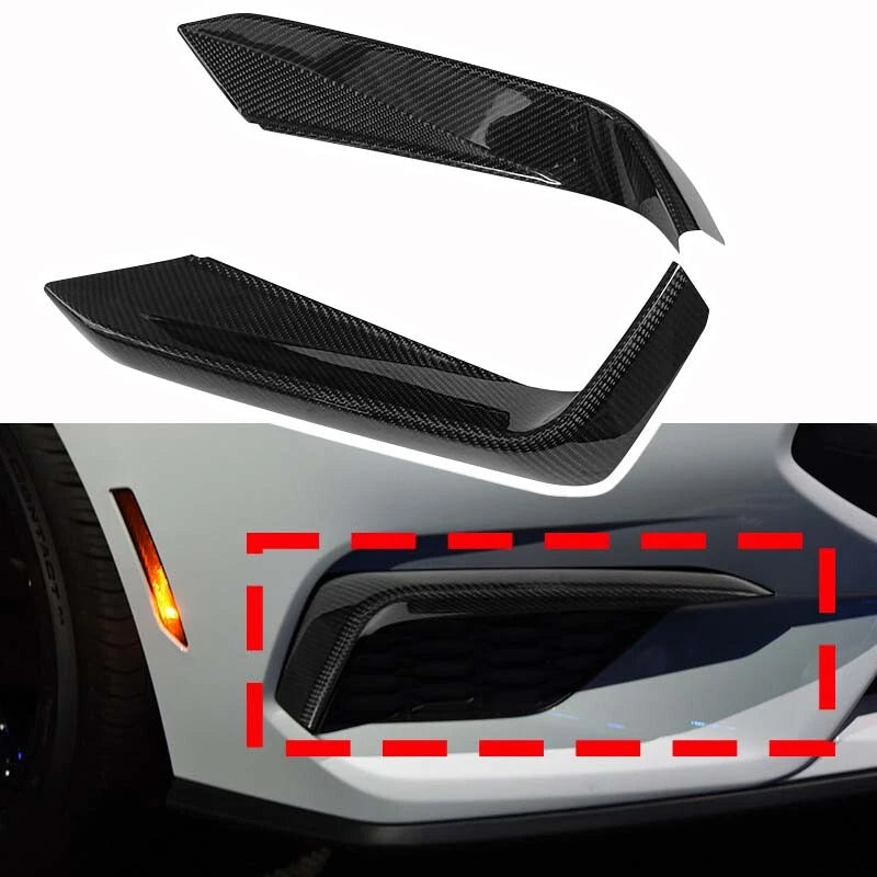 100% Dry Carbon Fiber Front Lower Side Grille Inserts for Ford Mustang 2024+