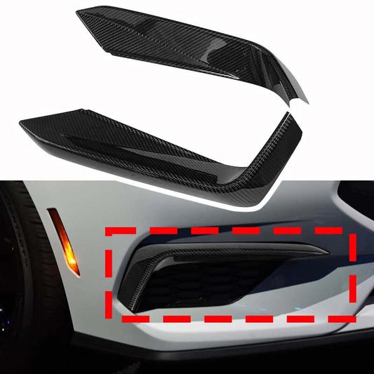 100% Dry Carbon Fiber Front Lower Side Grille Inserts for Ford Mustang 2024+