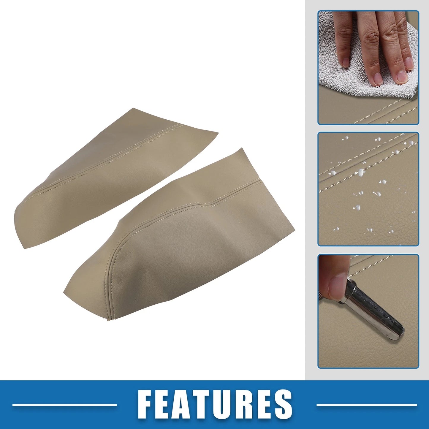 Beige Rear Door Panel Armrest Covers for Honda Pilot (2009-2015) 1 Pair