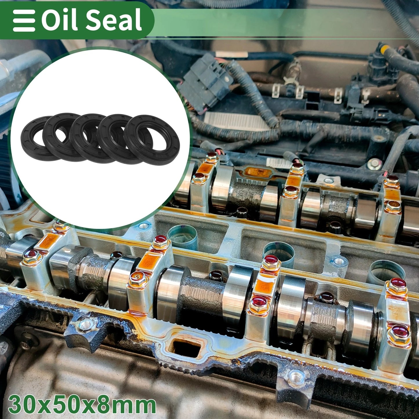 Oil Seal 30x50x8mm Lip Seal Ring Rotary Shaft Seal NBR Black 5 x for TG4