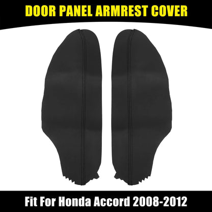 Black Microfiber Leather Door Panel Armrest Covers for Honda Accord (2008-2012)