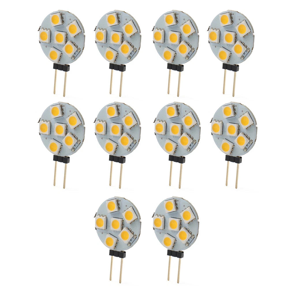 10 x DC12V G4 5050 SMD 6 LED Bulbs Warm White for Car