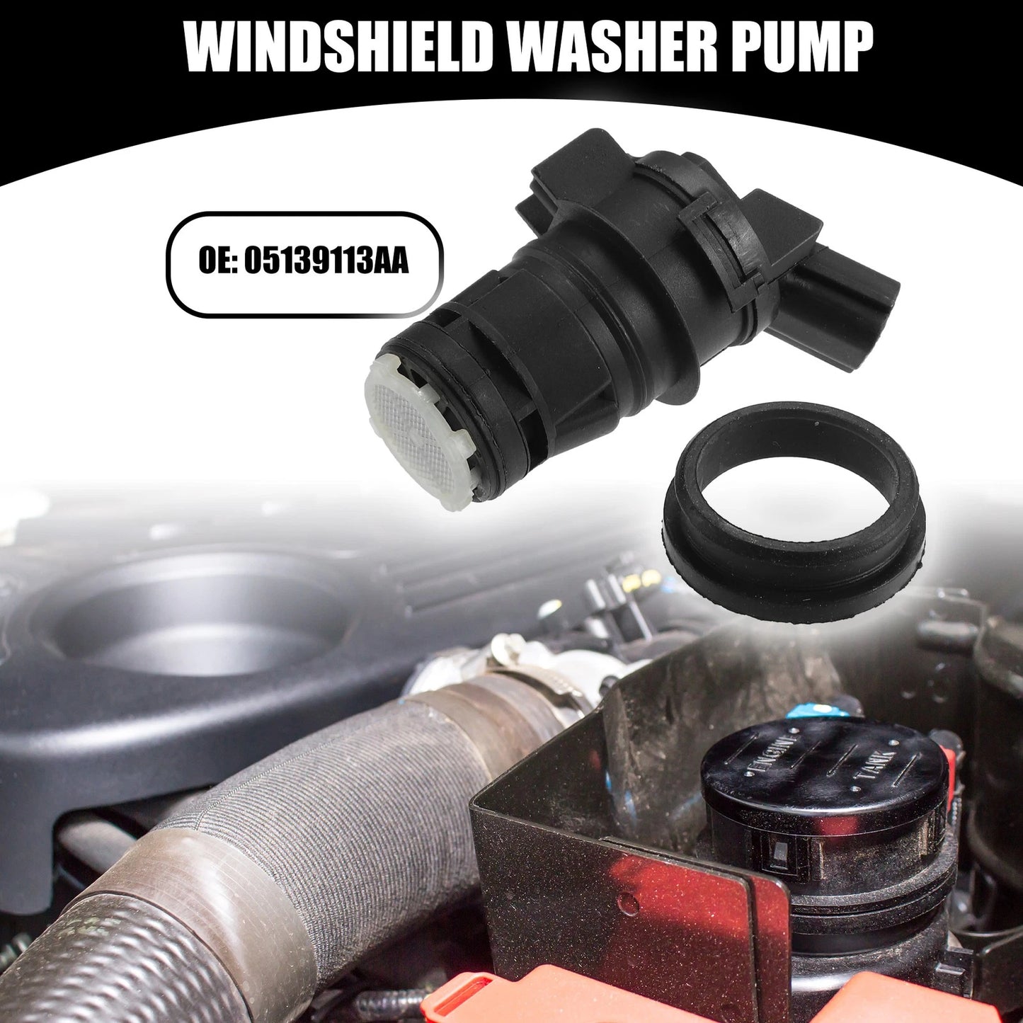 Windshield Washer Pump for Dodge Charger (2006 - 2023) Black