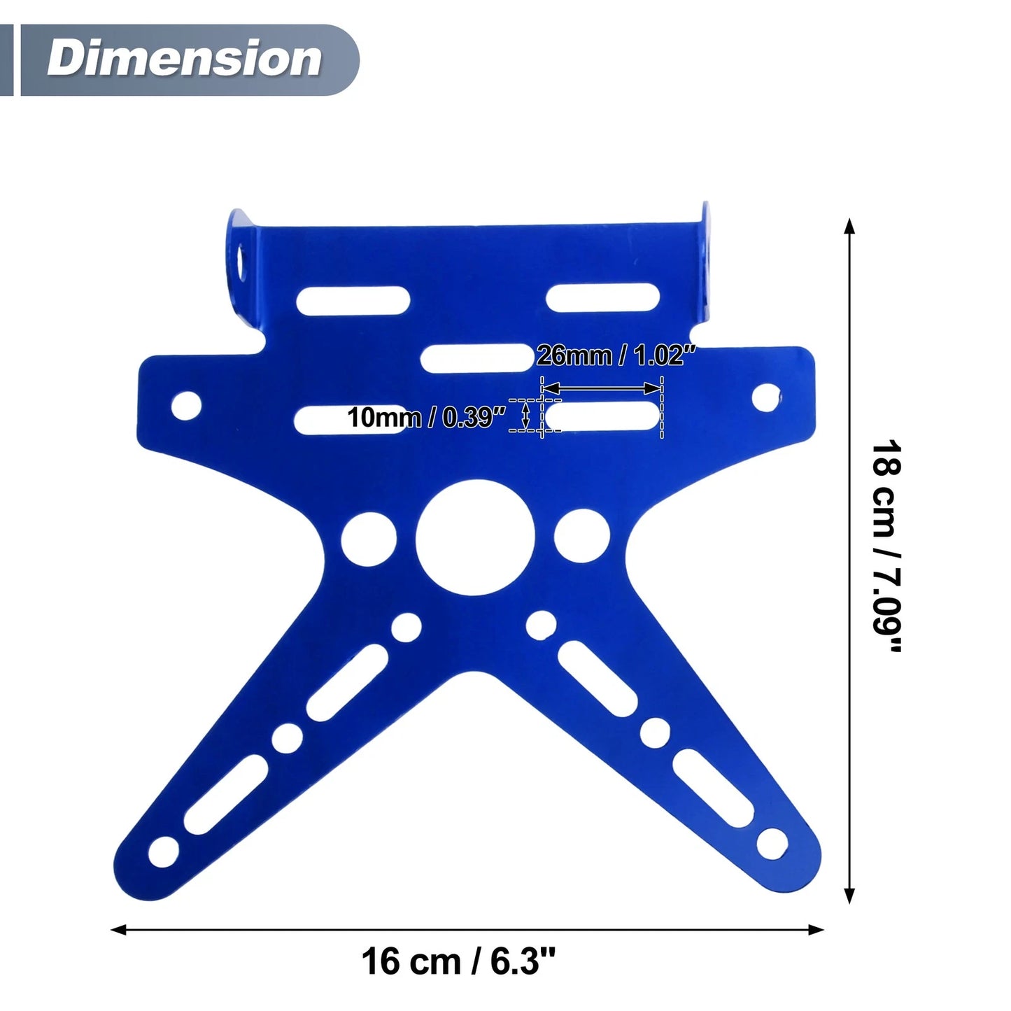 Plate Mount Aluminum Alloy Blue 26*10 mm Hole for Motorcycle