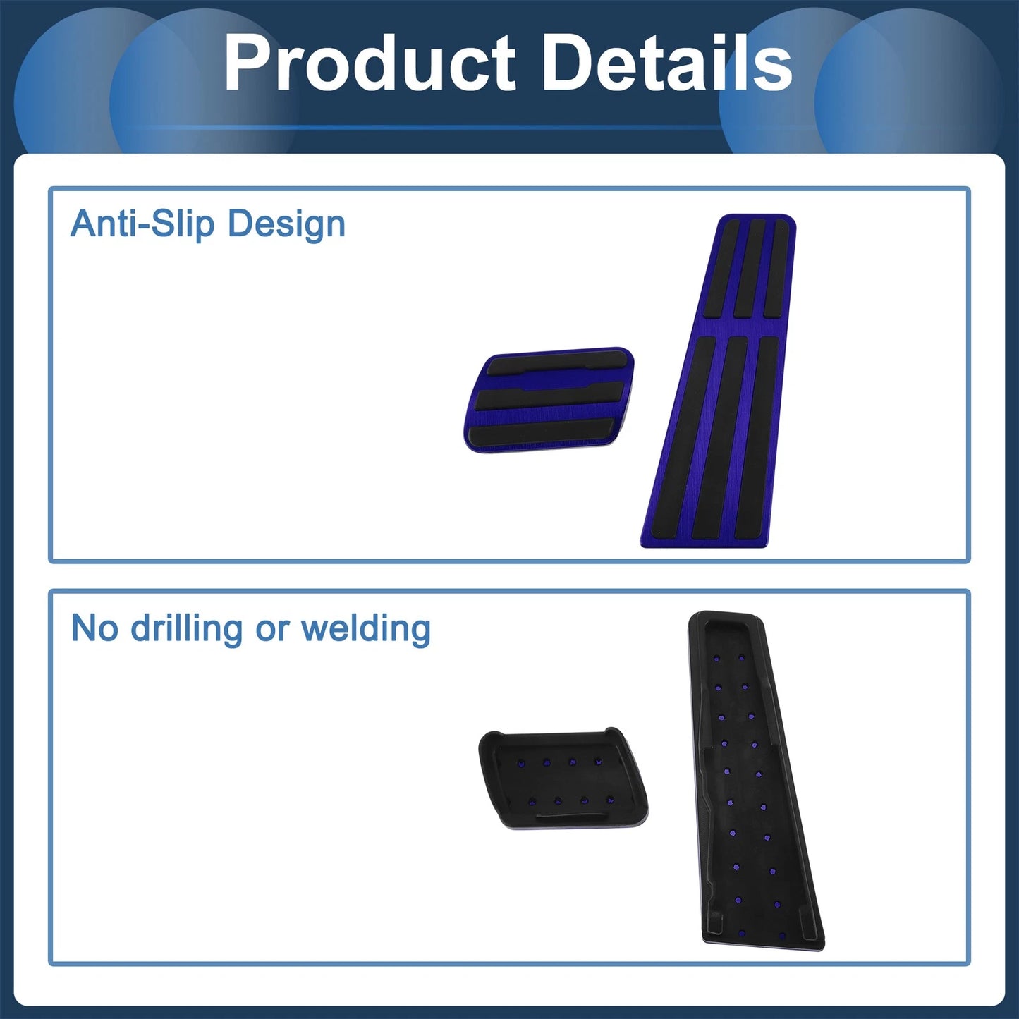 2x Foot Pedal Covers for Porsche 718/911 Blue