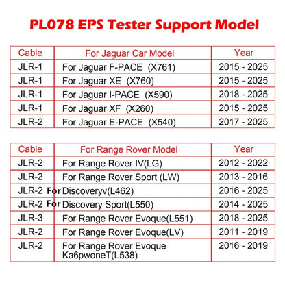EPS Tester for Land Rover Steering Wheel Motor Detector (No Year Specified)