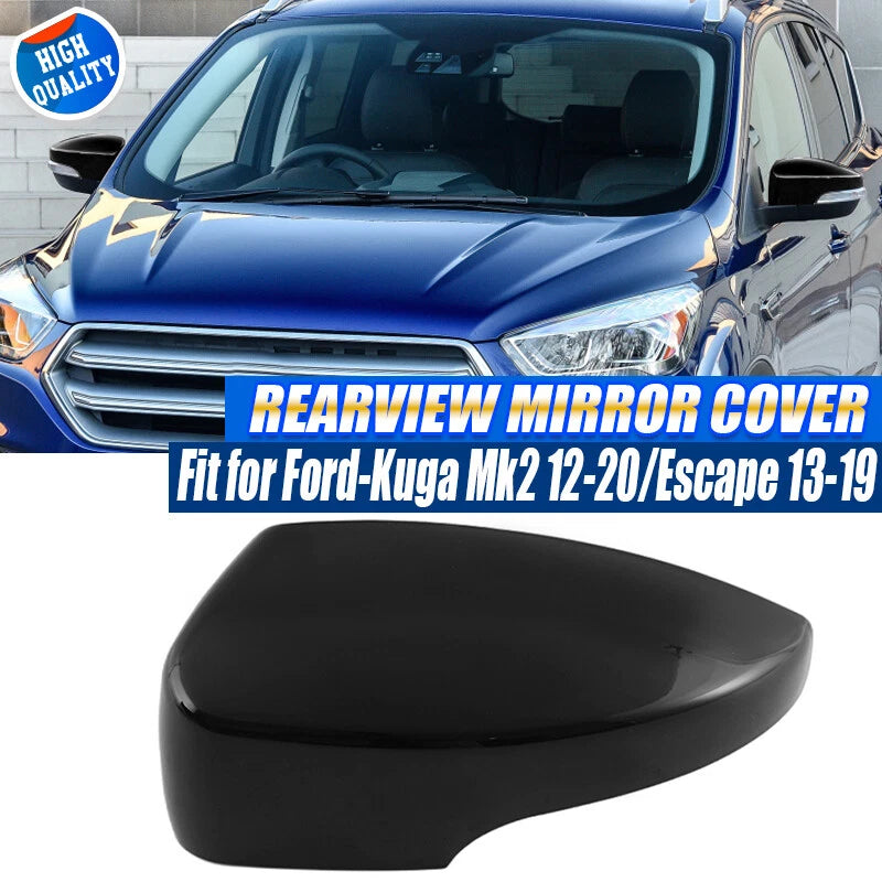 Black Wing Mirror Cover Cap Assembly for Ford Kuga Escape MK2 (2013-2019)