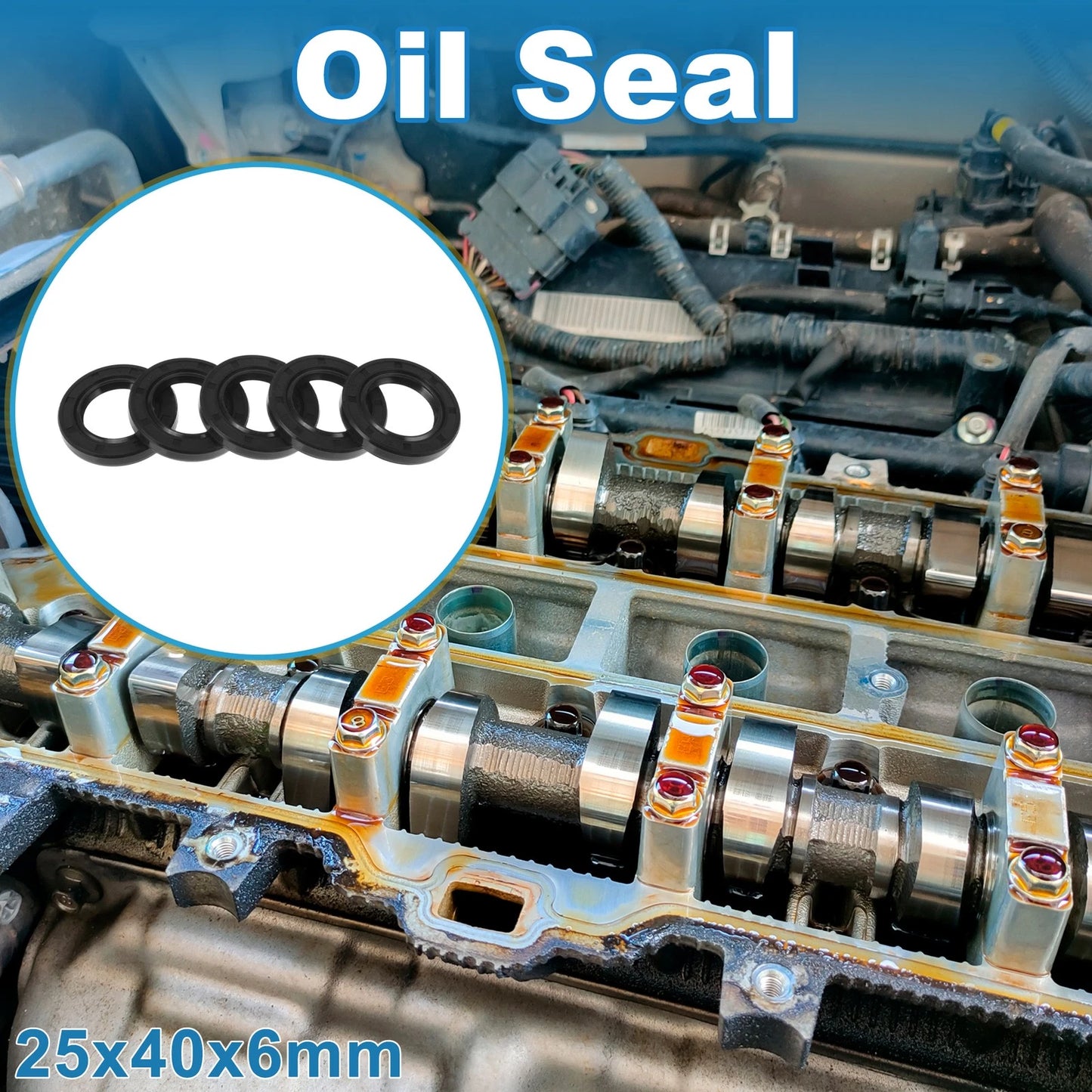 Oil Seal / 25x40x6mm / Seal Ring Rotary Shaft Seal Nitrile Rubber Black 5 Pcs