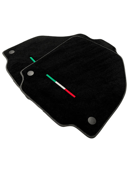 AutoWin Black Floor Mats for Ferrari F8 Tributo (2019-2023) with Yellow Stitching