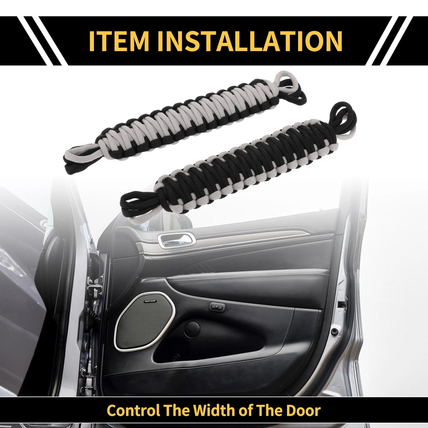 2 x Door Limiting Straps for Jeep Wrangler TJ JK JKU (2007-2018) Black Gray