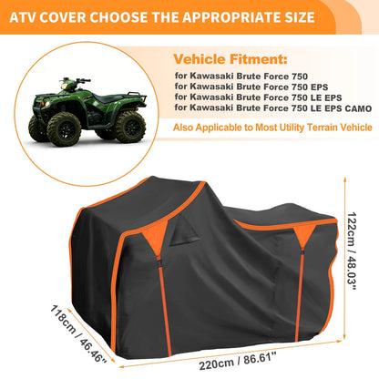 Waterproof ATV Cover 4 Wheelers Quad Cover for Kawasaki Brute Force 750