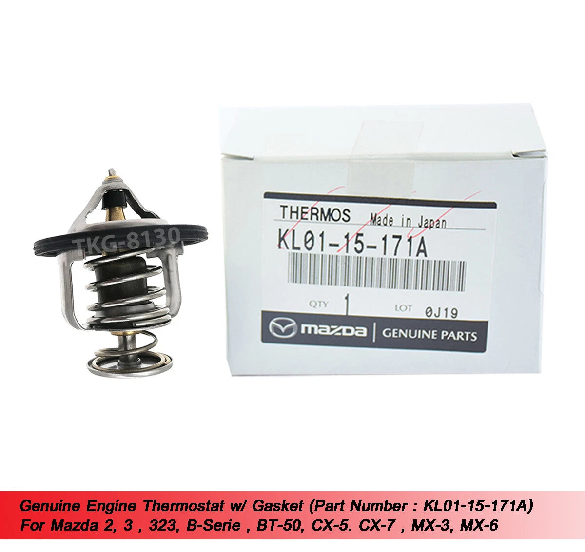 Thermostat for Mazda 2 3 323 BT50 CX-5 CX-7 MX-3 MX-6 (2003-2019)