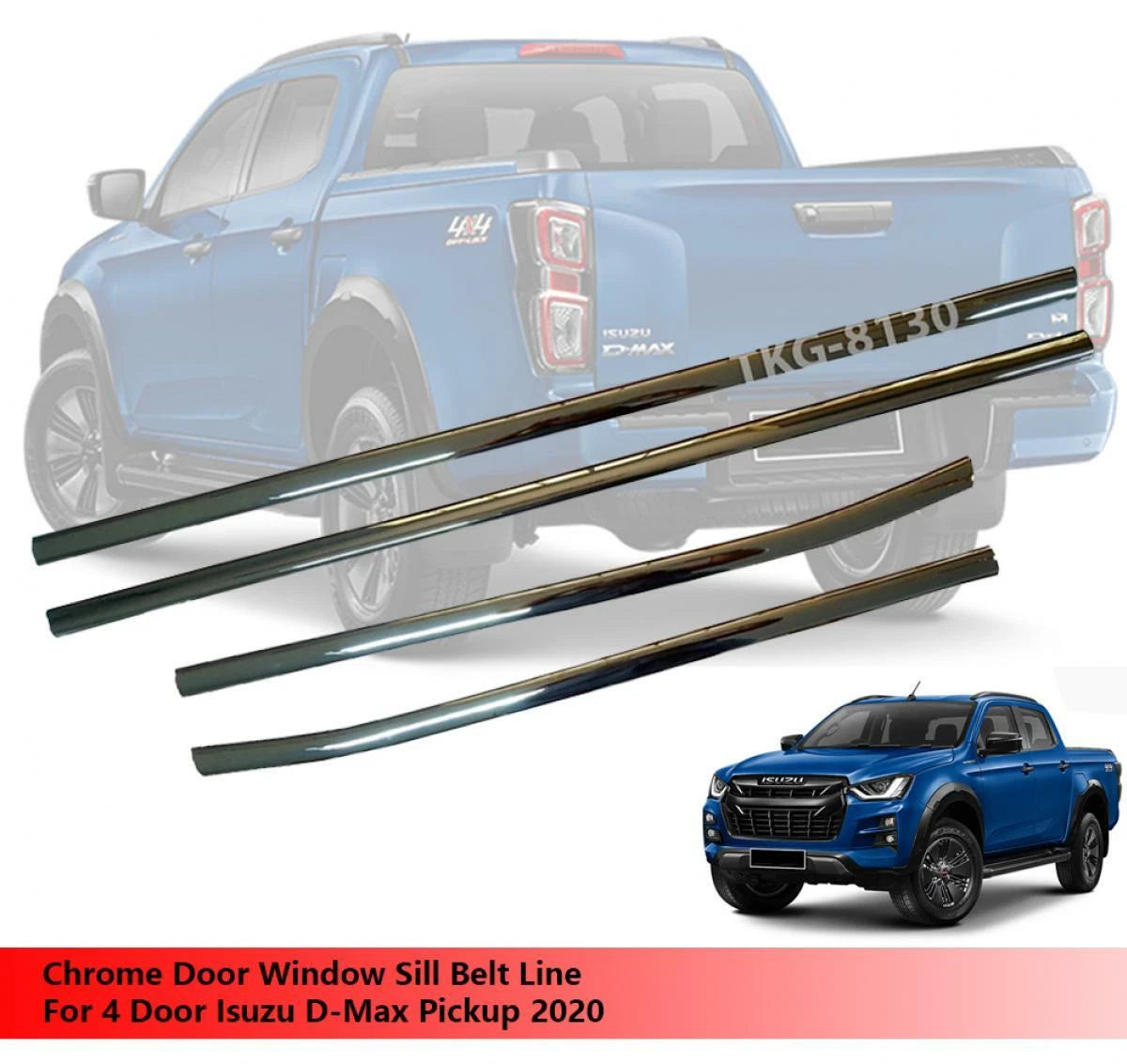 4 x Door Chrome Window Sill for Isuzu D-Max Dmax (2020)