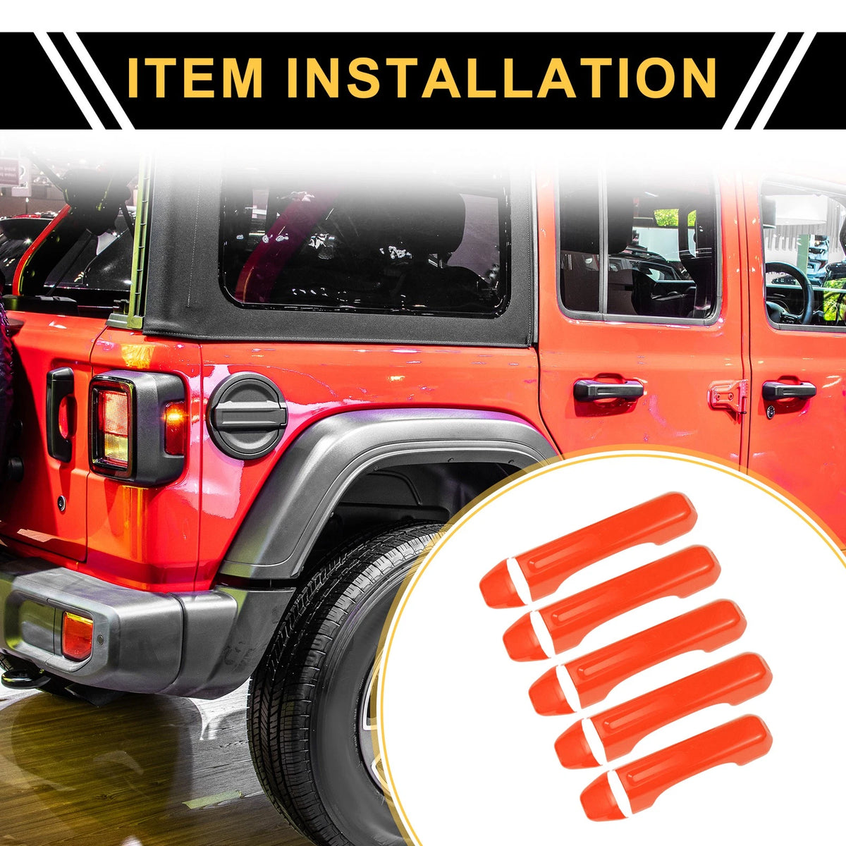 Door Tailgate Handle Cover for Jeep Gladiator JT 2020-2021 - 2 x Orange