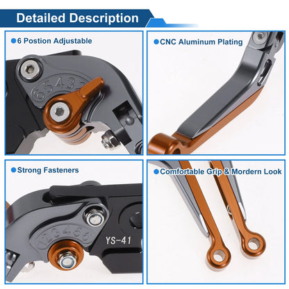 Adjustable Brake Clutch Levers for Suzuki GSXR150 (2017-2020) Orange