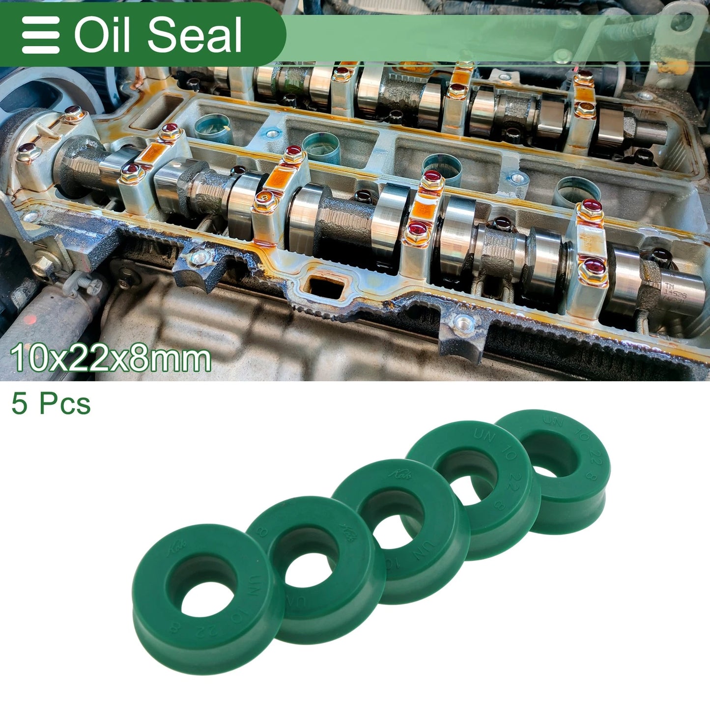 Oil Seal / 10x22x8mm / Rotary Shaft Seal TPU Green 5 pcs for Make Model